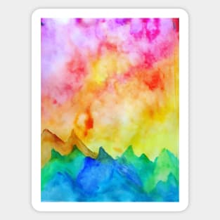 Colourful mountains watercolor illustration Sticker